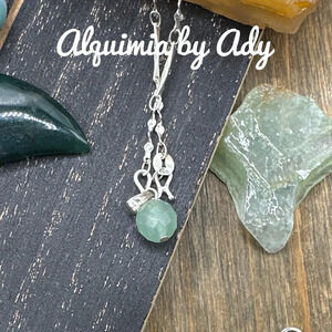 Aventurine bubble 6mm sterling silver short dainty necklace